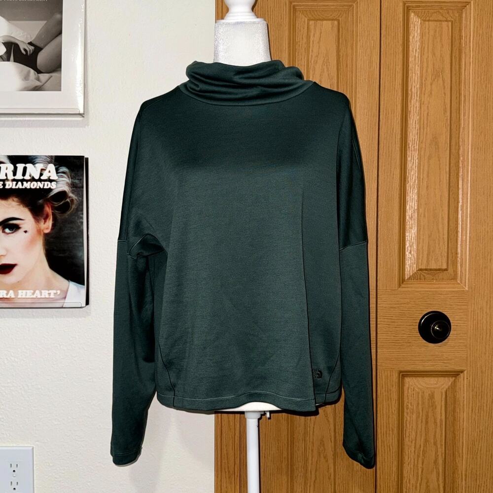 The North Face Basin Sweatshirt Womens Large Green Funnel Neck Outdoor Gorpcore